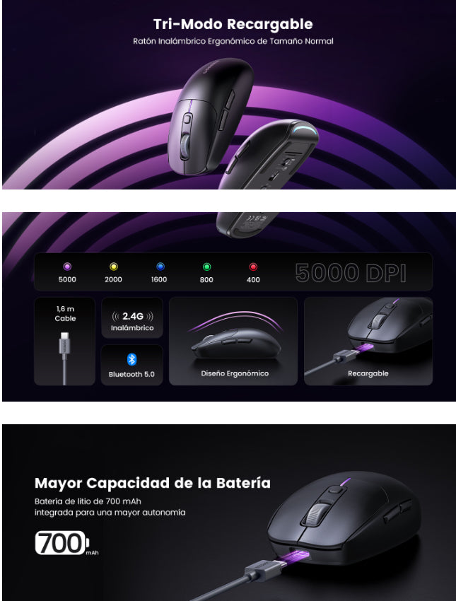 Mouse Gaming Inalámbrico| 5000 DPI